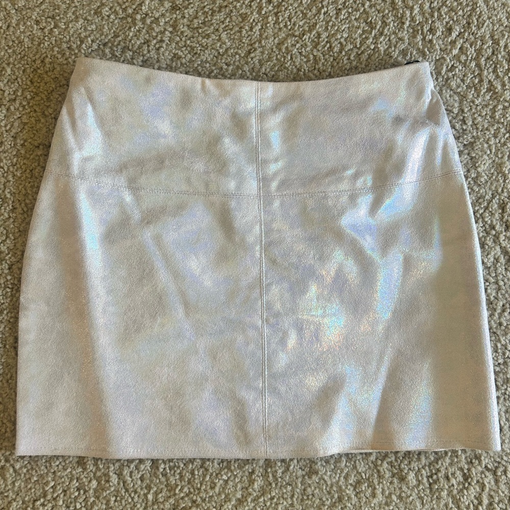 Boohoo Irridescent Pink Mini Skirt Size 6 Party Rave